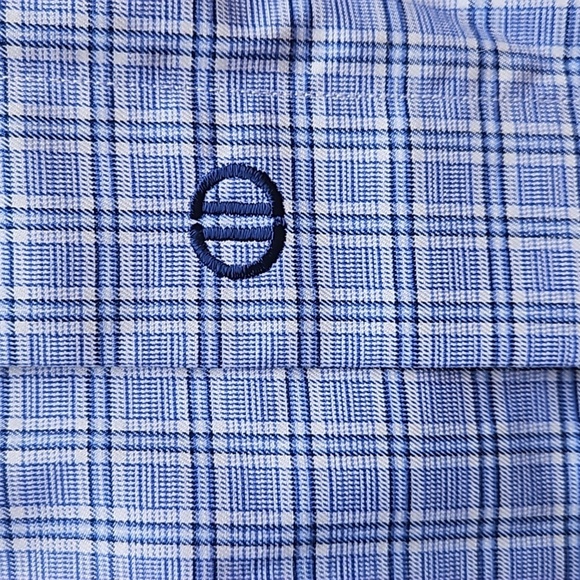 David Donohue Blue White Micro Check Plaid Button Down Dress Shirt 15/32-33 NWOT - Picture 6 of 8